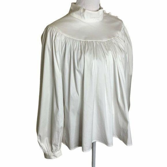 Ann Taylor Balloon Sleeve Mock Neck Peasant Blouse - Picture 4 of 10